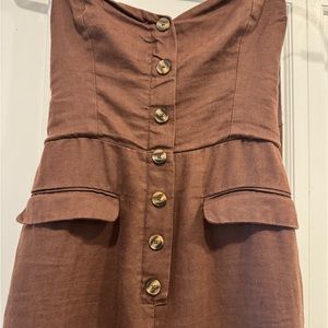 Reformation Jade Linen Jumpsuit Cafe Brown size 4